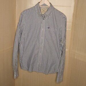 Hollister Mens Blue White Stripe Button Down Large